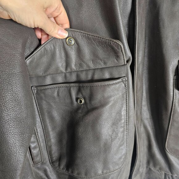G-III Leather Bomber Jacket XXL Brown Full Zip Map Lining Aviator Pilot MA34112 - Picture 15 of 16